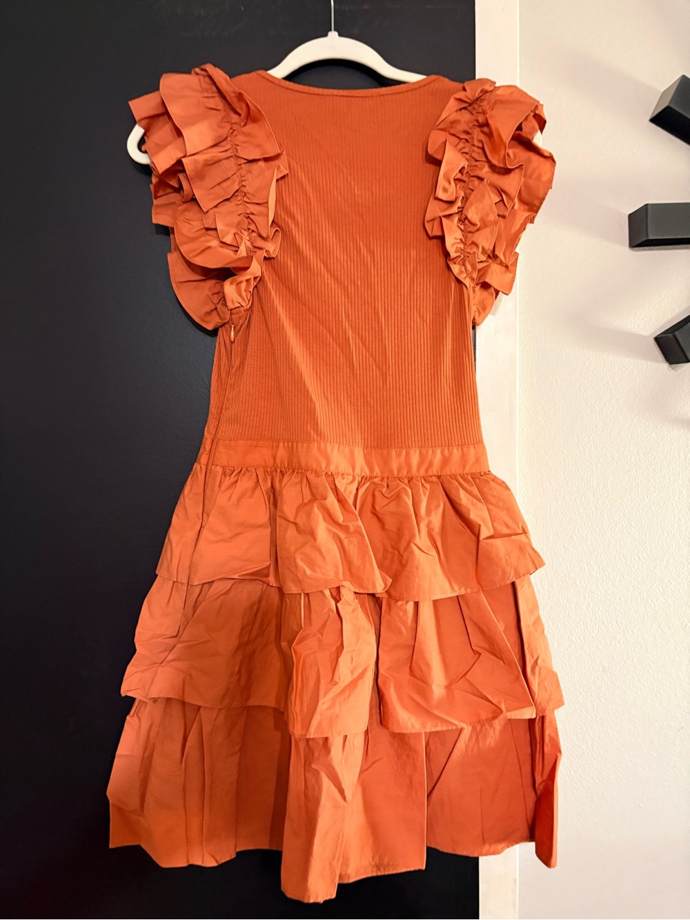 Ulla Johnson Orange Ruffled Tiered Dress for Kids - Picture 2 of 9